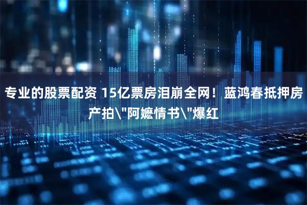 专业的股票配资 15亿票房泪崩全网！蓝鸿春抵押房产拍